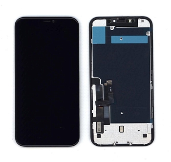 Дисплей (экран в сборе) для телефона Apple iPhone 11 (AAA), черный с металической рамкой