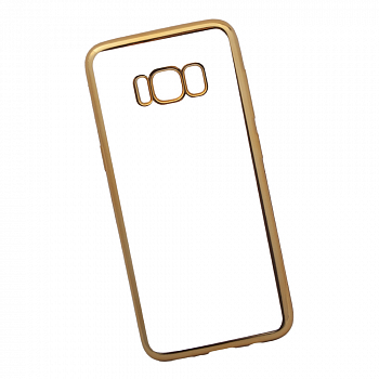 Чехол силиконовый "LP" для Samsung Galaxy S8 TPU (прозрачный с золотой хром рамкой) (европакет)